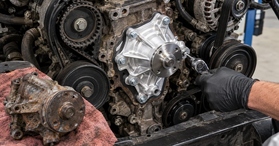 A water pump replacement costs $600 to $1,100 in 2026